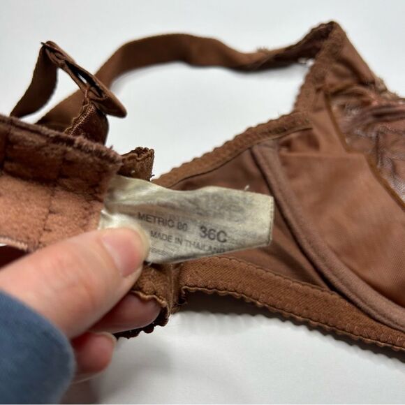 Brown Lace Underwire Bra 36C Adjustable Straps - Picture 3 of 7